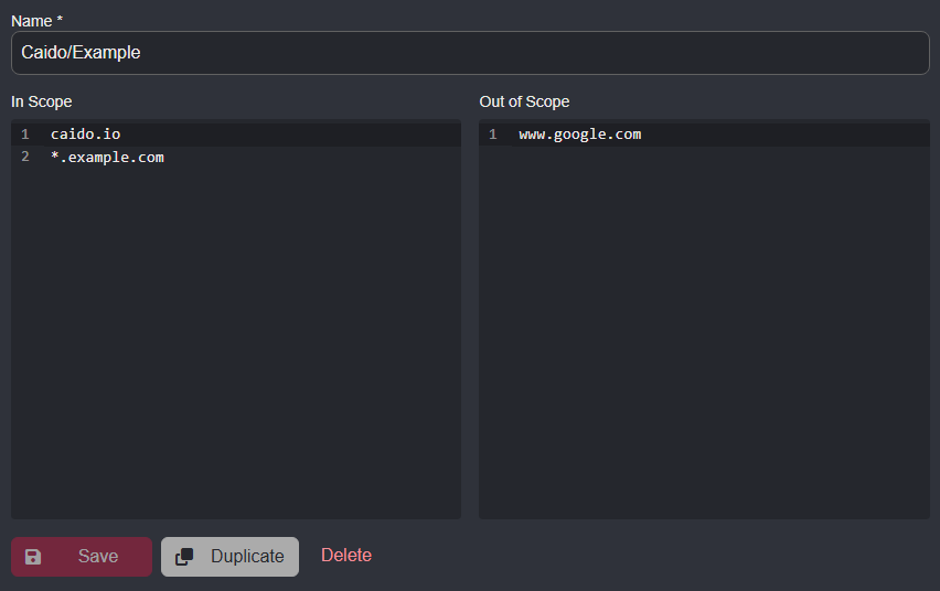 Saving a scope preset.